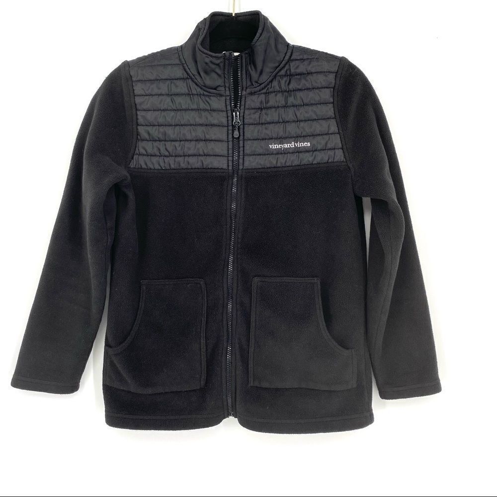 Vineyard Vines Black Fleece Quilted top Full Zip Jacket Size XS